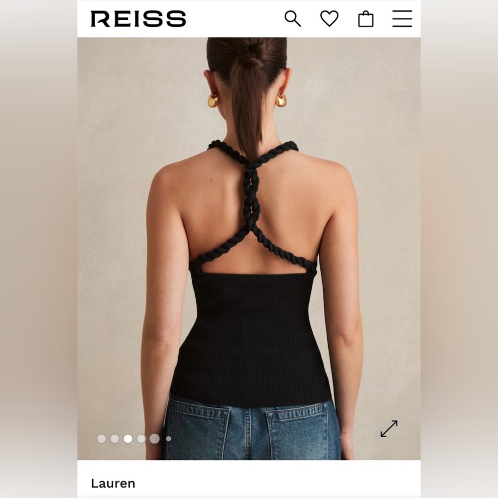 Reiss - Lauren twist back top - black medium